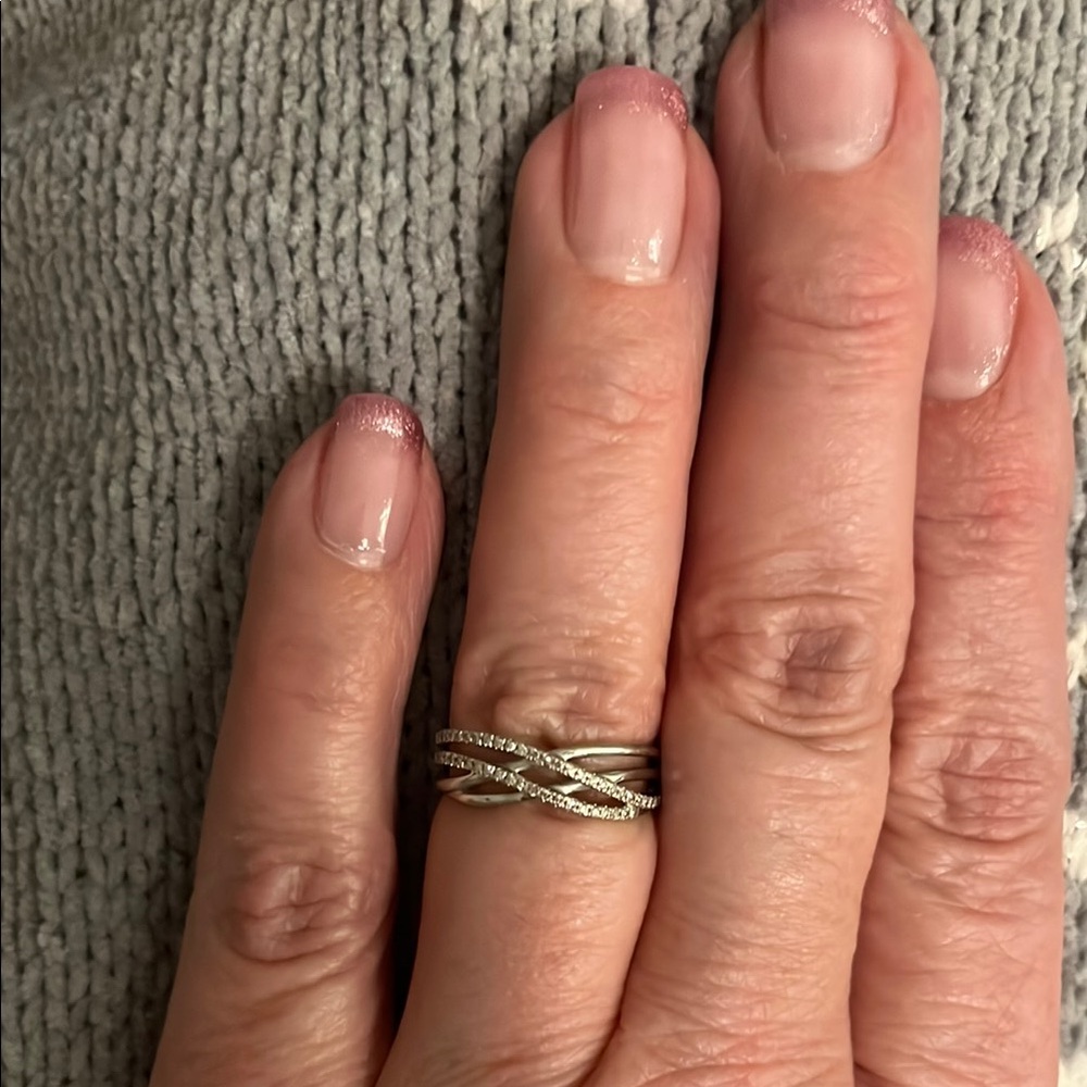 Silver Interwoven Ring with Braided Design and Medium Width